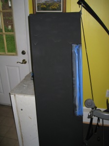 I applied 3 coats of chalkboard paint to the doors