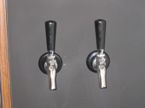 Close up of the Perlick 525s forward lean no-drip faucets
